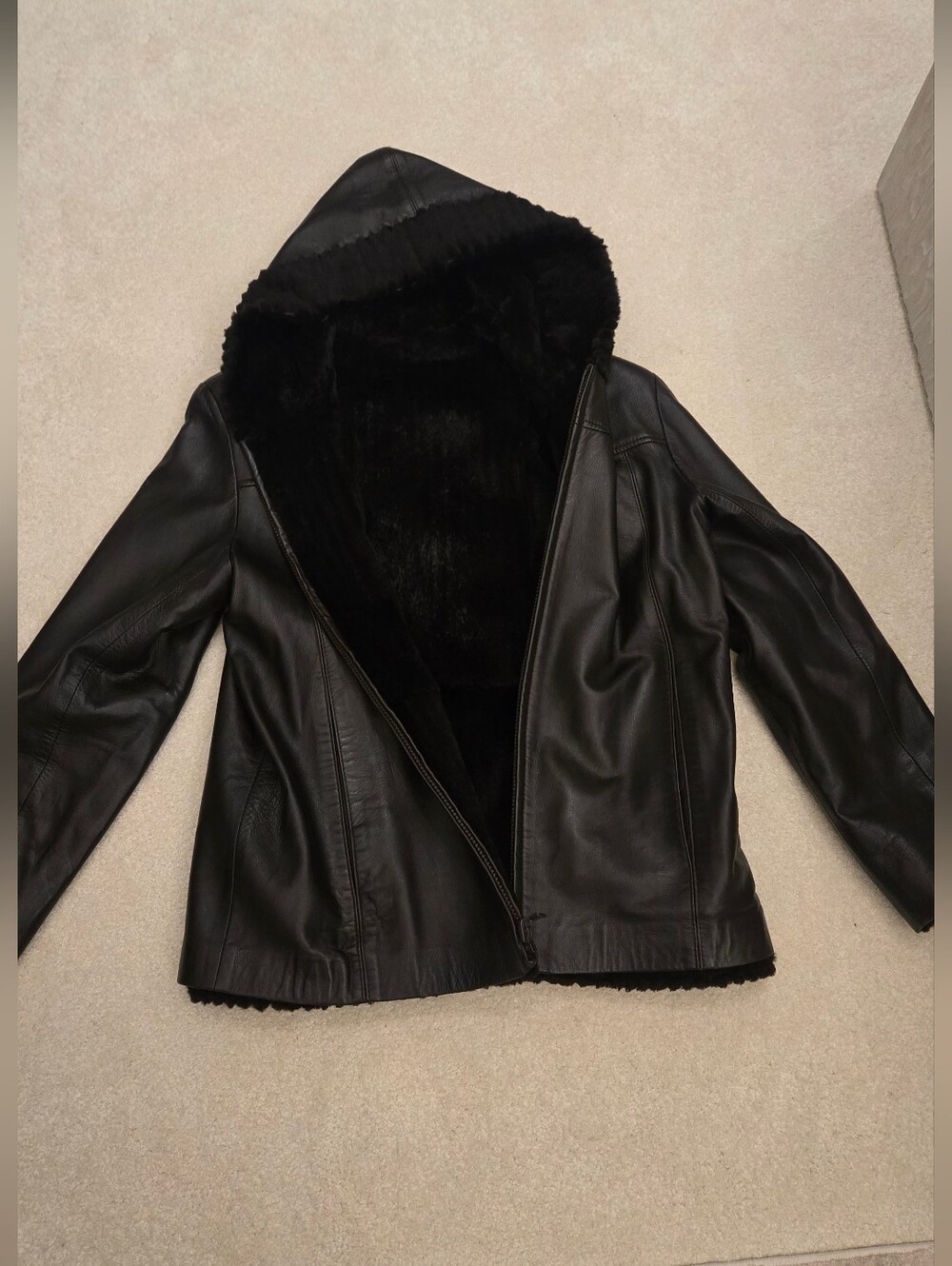 Mink Lined Lambskin Hooded Jacket M/L